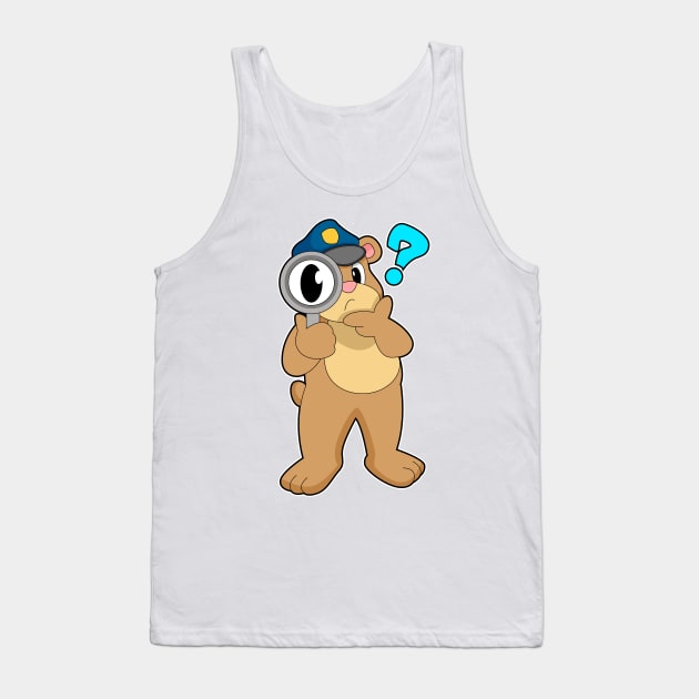 Bear Police officer Magnifying glass Tank Top by Markus Schnabel